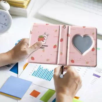 Папка-переплет для фотоальбомов, Держатель для фотокарточек с вырезом в форме сердца, Книга, Визитница, Держатель для фотокарточек, 32 кармана One Size