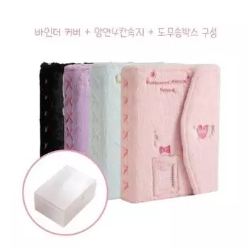 Папка-переплет для фотокарточек из меха с 4 двусторонними вставками + коробка для фотокарточек MUJI O непрозрачный чехол