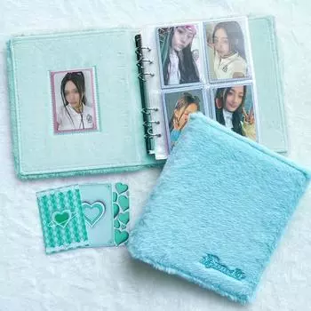 Папка-переплет My Binder Poca Fur Binder, 6 отверстий, формат А5, Mongsil, с двухсторонней внутренней бумагой, бирюзового цвета, 1 шт.