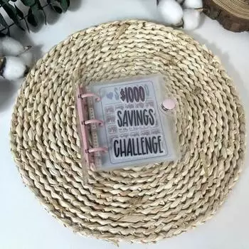 Папка-переплет на 1000 сбережений с прозрачным денежным конвертом, многоразовая папка из ПВХ с 3 отверстиями, планировщик для бюджетных книг, органайзер для денег, альбом розовый