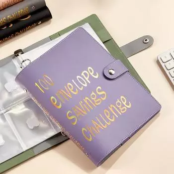 Папка-переплет на 100 дней с прозрачным конвертом для наличных денег, наклейка с номером, многоразовая папка с 6 отверстиями, планировщик бюджетных книг, органайзер для денег, альбом розовый