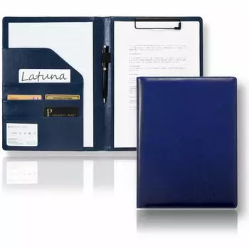 Папка-планшет Latuna Binder A4, подарочный держатель для визиток из искусственной кожи, многофункциональный держатель для ручек с карманом из искусственной кожи (Темно-синий, Кожа)