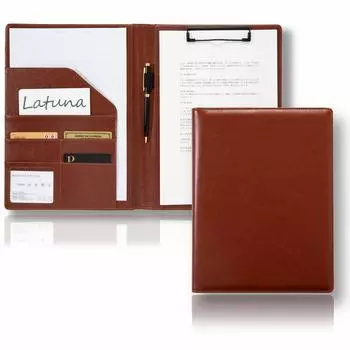 Папка-планшет Latuna Binder A4, подарочный держатель для визиток из искусственной кожи, многофункциональный держатель для ручек с карманом из искусственной кожи (Коричневый, Кожа)