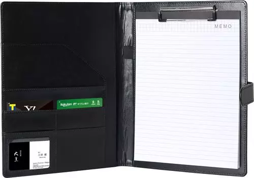 Папка-планшет Panavage Binder A4, PU, многофункциональный держатель для ручек с карманом, держатель для визиток, блокнот, черный (черный (Магнитное закрытие))