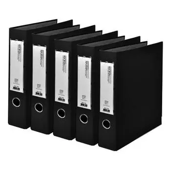 Папка-регистратор Alpha Web D AB949-7 A4 3 отверстия 5 см, черная, 5 штук