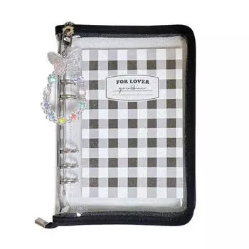 Папка-регистратор Bora Fancy Glitter с 6 отверстиями на молнии, формат А5, черная, 1 шт.