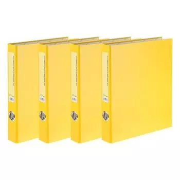 Папка-регистратор Eco Cheongwoon Eco с D-образными кольцами, 3 отверстия, формат А4, 3 см, желтая, 4 шт.