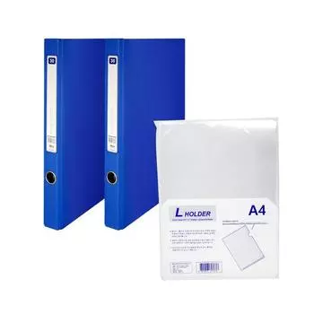 Папка-регистратор Hyeonpung A4 Clearbook с D-образными кольцами, 4 отверстия, 30 листов, CB30 2стр. + L-образный держатель 10стр., синяя, 1 комплект