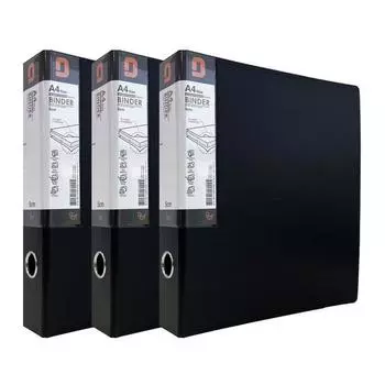 Папка-регистратор Orange Office из нового материала с D-образными кольцами, 5 см, 3 отверстия, черная, 3 шт.