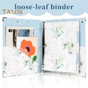 Папка-регистратор с 3 кольцами, полноцветная печать, картон, 100 прозрачных пластиковых конвертов, богемный цветочный мрамор, художественный планировщик, папка-регистратор синий