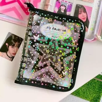 Папка-регистратор Tulshop Twinkle Star с 6 отверстиями + 30 листов внутренней бумаги формата А5 для дневника, фотокарточки, книги для покера