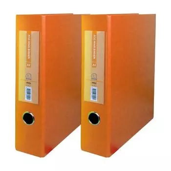 Папка-регистратор WizOffice Eco с D-образными кольцами, 3 отверстия, 7 см, оранжевая, 2 шт.