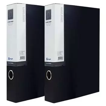 Папка-регистратор Youngo с D-образными кольцами, 3 см, черная, 2 шт.