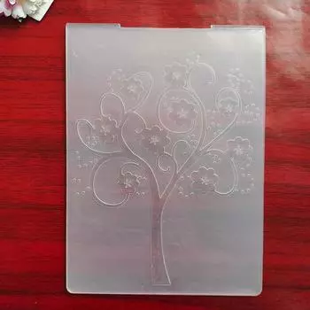 Папки с тиснением, прозрачный пластиковый шаблон, древесный цветочный узор для DIY, бумажные карты, ремесленные украшения, скрапбукинг
