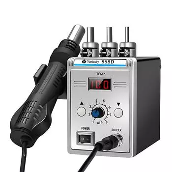 Паяльная станция 858D с термофеном и 3 насадками, цифровой ЖК-дисплей, комплект паяльника 700 Вт EU plug
