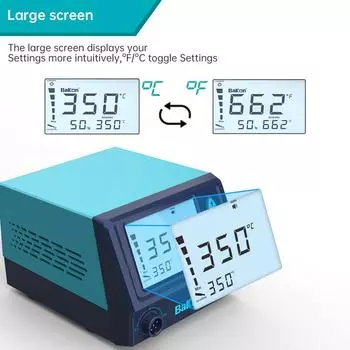 Паяльная станция Bakon BK969S с нагревательным сердечником t12 мощностью 60 Вт, большим экраном и цифровым дисплеем, бессвинцовый паяльник с постоянной температурой 110-240V