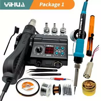 Паяльная станция YH 882D 2 в 1, многофункциональный паяльник, термофен, сварочный аппарат, ремонтный инструмент для BGA SMD PCB IC 220V-240V EU