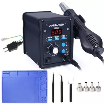 Паяльная станция YIHUA 959D Термофен Тип контроля температуры Сертификация PSE Японское руководство по эксплуатации в комплекте Быстрый нагрев Низкий уровень шума