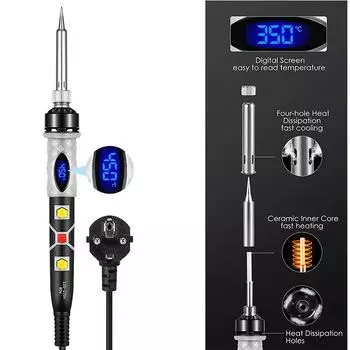 Паяльник 80 Вт, 220 В, 110 В, паяльные сварочные инструменты с выключателем EU Plug & 220V чёрный