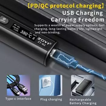 Паяльник-мультиметр ZOYI ZT-N2 2 в 1 96 Вт для ремонта электрики, постоянная температура, ручка-паяльник 100-450 , измерение напряжения и сопротивления us