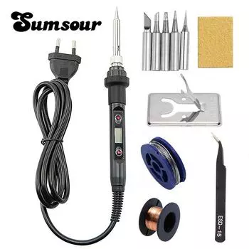 Паяльник с регулируемой температурой, 80 Вт, 220 В/110 В, электрический паяльник с ЖК-дисплеем, сварочные инструменты для ремонта
