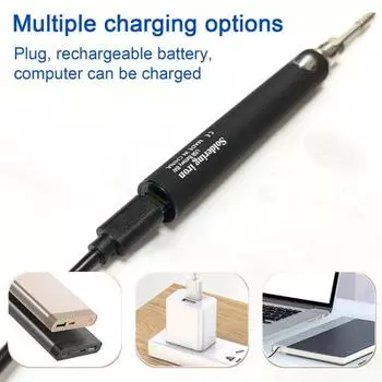 Паяльник с тремя скоростями регулировки, быстрый нагрев, высокая термостойкость, портативная беспроводная зарядка, сварочная ручка, принадлежности для мастерской чёрный