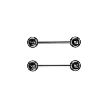 Пара 14 г 5/8 16 мм логотип кольцо для пирсинга сосков из хирургической стали противное слово ювелирные изделия для пирсинга сосков 14g (1.6 mm) чёрный