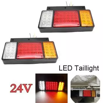 Пара 24 В водонепроницаемых задних фонарей для автомобиля и грузовика, 50 светодиодов, дальний свет, стоп-сигнал, поворотник, фонарь заднего хода, подходит для грузовиков ISUZU Elf NPR NKR NHR NLR 1984-up Russian Federation