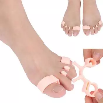 Пара элайнеров из 5 пальцев. Разделитель пальцев ног. Силиконовая защита пальцев. Коррекция костей стопы. белый