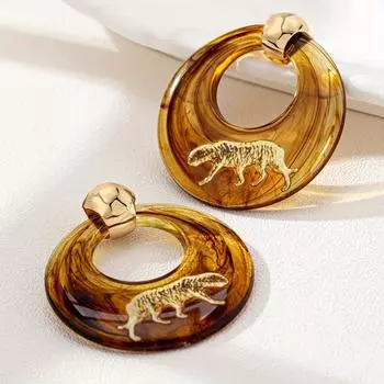 Пара элегантных висячих серег с леопардовым принтом, идеально подходящих для повседневной носки и вечеринок, модный аксессуар на все сезоны