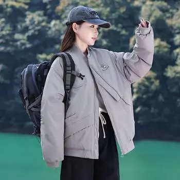 Пара американских пуховых хлопковых вещей Новая хлопковая одежда Дизайнерское чувство Летающая одежда Женская свободная куртка для инструментов куртка M чёрный