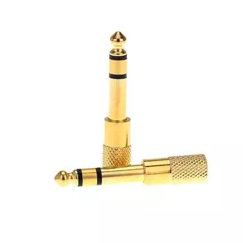 Пара аудиоразъемов, адаптер-конвертер, стереоразъем, разъем золотистый