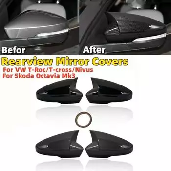 Пара автомобильных накладок на зеркала заднего вида, накладки на зеркала заднего вида для Skoda Octavia Mk3 A7 5E 2014-для VW T-Roc T-cross 2018-