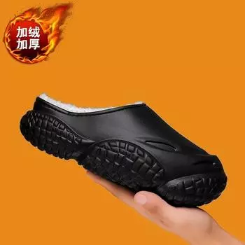 Пара бархатных утолщенных поварских тапочек, домашние хлопковые туфли, красивые, модные, простые, повседневные, молодые, новые, популярные 36-37 бежевый