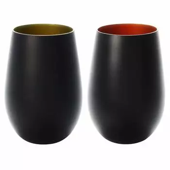Пара больших стаканов stolzle matte 465 мл в подарочной коробке черный/золотой/матовый черный/бронзовый металлический цвет