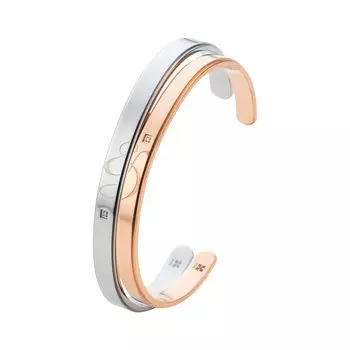 Пара браслетов из хирургической нержавеющей стали с бриллиантами, розовым золотом и серебром [Белый клевер] & & 4SBG031GO&4SBG0032SV