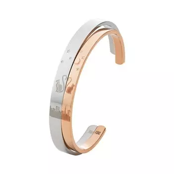 Пара браслетов из хирургической нержавеющей стали с изображением кошки, луны, звезды, хвоста, розового серебра [белый клевер] и 4SBG037GO и 4SBG038SV