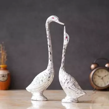 Пара целующихся уток и лебедей, украшение для домашнего декора - 29 см (Серебряный) серебряный
