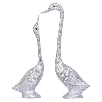 Пара целующихся уток и лебедей, украшение для домашнего декора - 29 см (Серебряный) серебряный