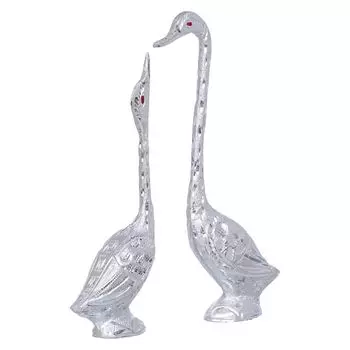 Пара целующихся уток и лебедей, украшение для домашнего декора - 29 см (Серебряный) серебряный
