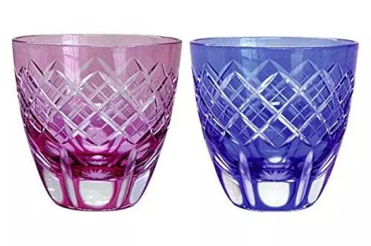 Пара чашек для сакэ Tajima Glass Emi с гербом Yarai