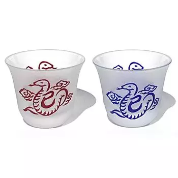 Пара чашек Kobo Official Direct Sculpture Yume Pattern Zodiac Cups поставляется в косметической коробке, изготовленной в Японии [Taimuro Sales] «Змея» (Красный/Лури) ТБ002-106