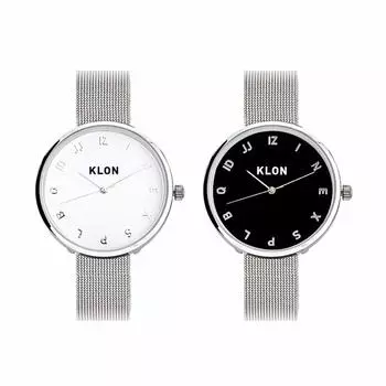 Пара часов Пара часов Пара простых серебряных парных женских часов KLON MOC NUMBER PAIR WATCH 33 мм Мужские [Комбинированный продукт] - СЕРЕБРЯНАЯ СЕТКА- Ver.SILVER