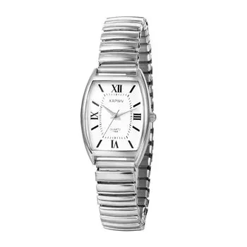 Пара часов Пара женских часов из нержавеющей стали: Аналоговый дисплей квадратный водонепроницаемый простой длины регулируемые кварцевые часы модные часы серебристый -