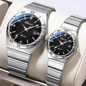 Пара часов роскошные мужские и женские кварцевые часы календарь часы водонепроницаемые мужские и женские часы для свиданий пара часы набор подарок Mens белый