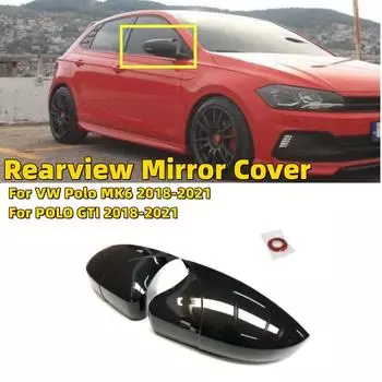 Пара чехлов на зеркала заднего вида в стиле M для VW Polo 6 MK6 AW 2018- и для Volkswagen POLO GTI 2018-накладки на зеркала Carbon Fiber Look