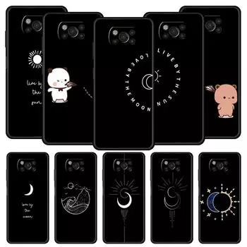 Пара черно-белых Love Sun Moon для Xiaomi Poco X5 Pro Чехол для Poco X4 X3 NFC F5 F4 F3 GT M5 M4 5G M3 C51 C50 C55 Чехол Poco F5 Pro