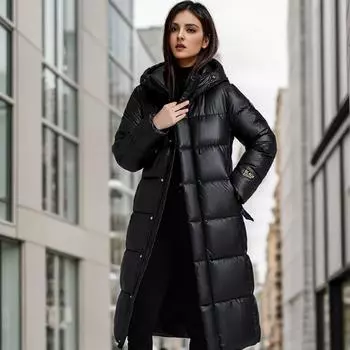 Пара черных и золотых теплых хлопчатобумажных стеганых вещей для женщин зимой длинные внутренние лямки хлопчатобумажные стеганые вещи для женских курток прилив M чёрный