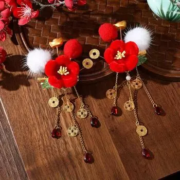 Пара детских движущихся заколок для волос в виде слитков, праздничные новогодние шарики для волос, аксессуары для волос с кисточками, приносящие удачу 1 pair