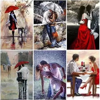 Пара DIY 5D алмазная живопись вышивка крестом полный круглый смолы стразы уличный пейзаж Алмазная вышивка пейзаж стены искусства Full Round 20x30CM